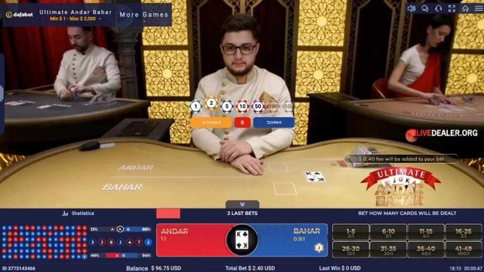 Ezugi Andar Bahar South Asian Card Table